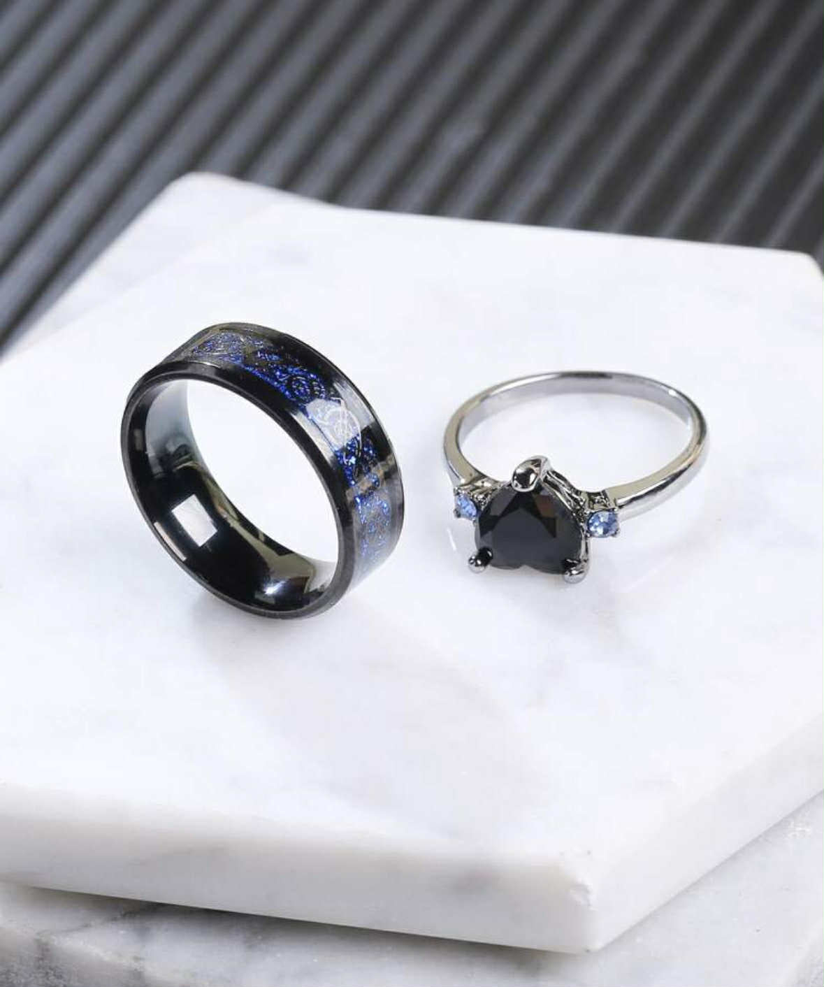 2 Stainless Steel Cosmic Love Rings