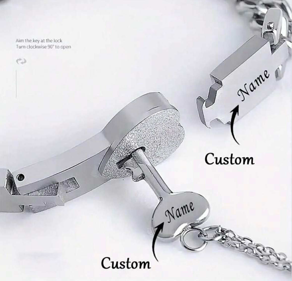Personalised Silver Bracelet and Key Set