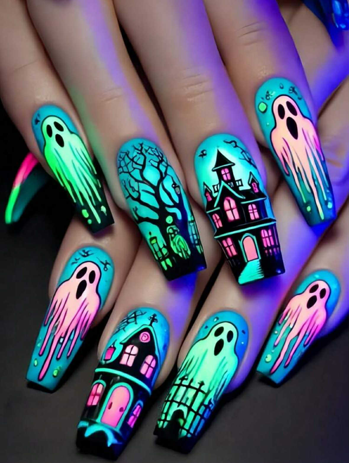 UV Haunted House Nails