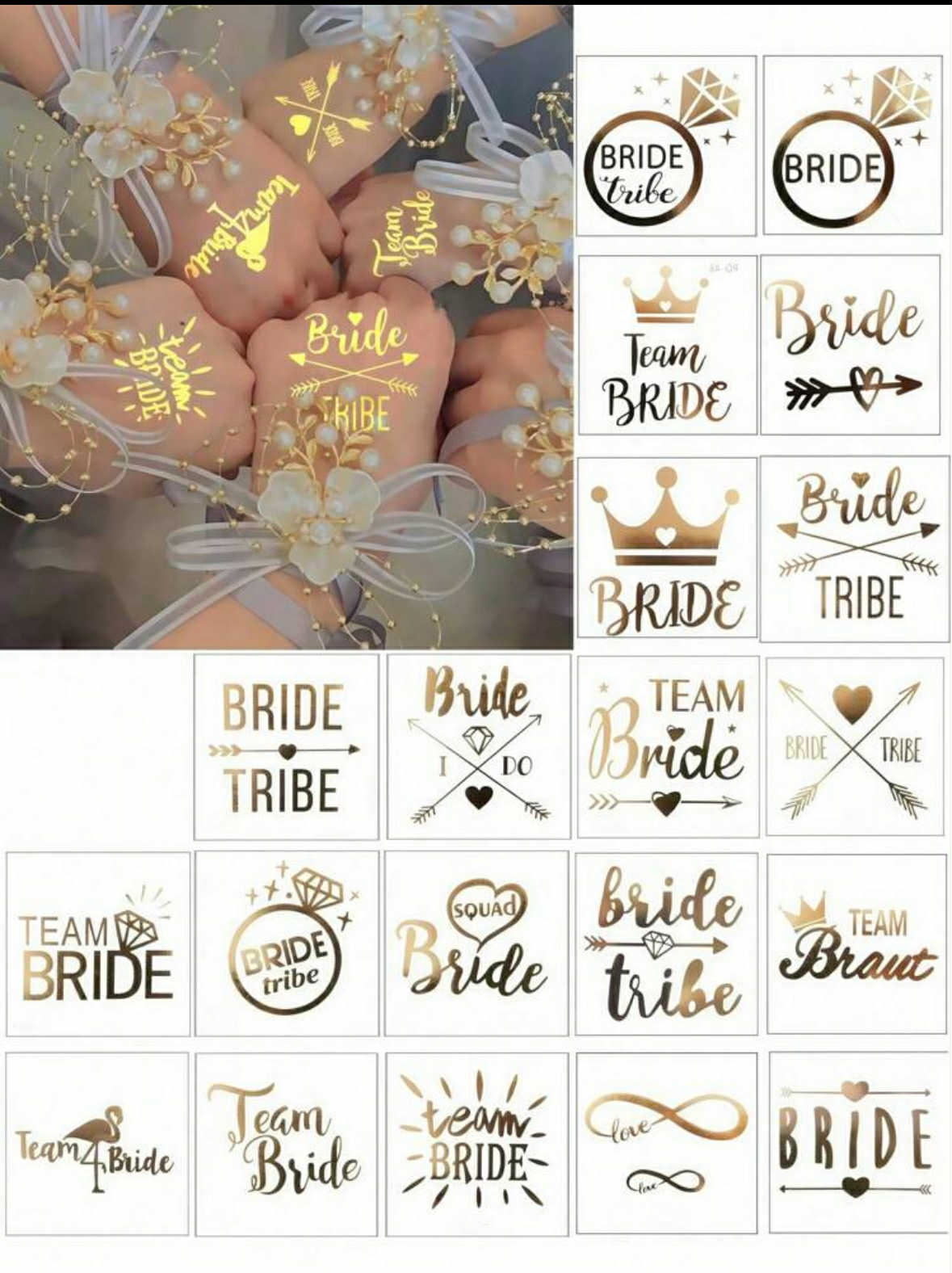 20 Piece Team Bride Temporary Tattoos