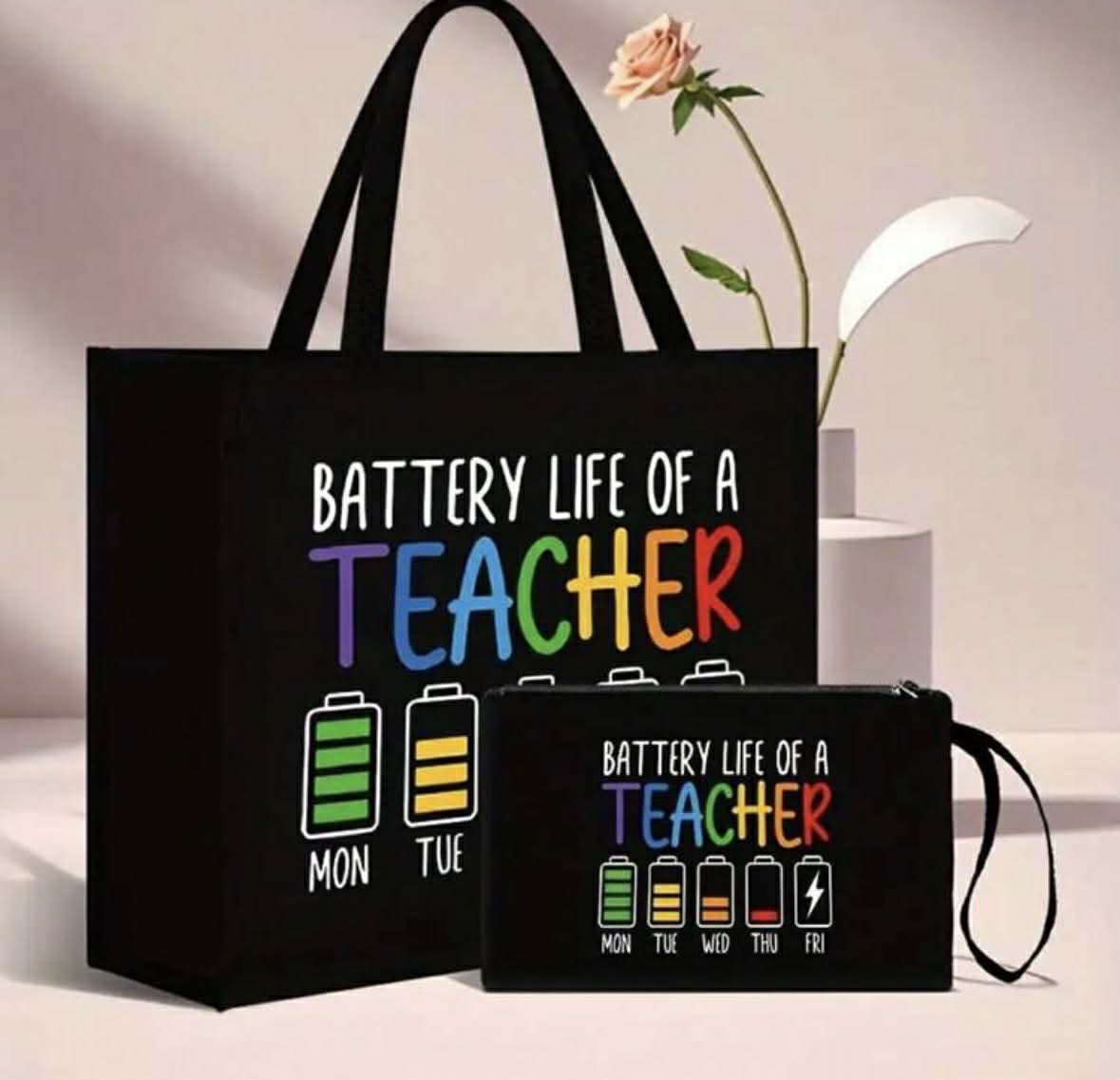 Battery Life Of A Teacher Tote and Mini Bag Set