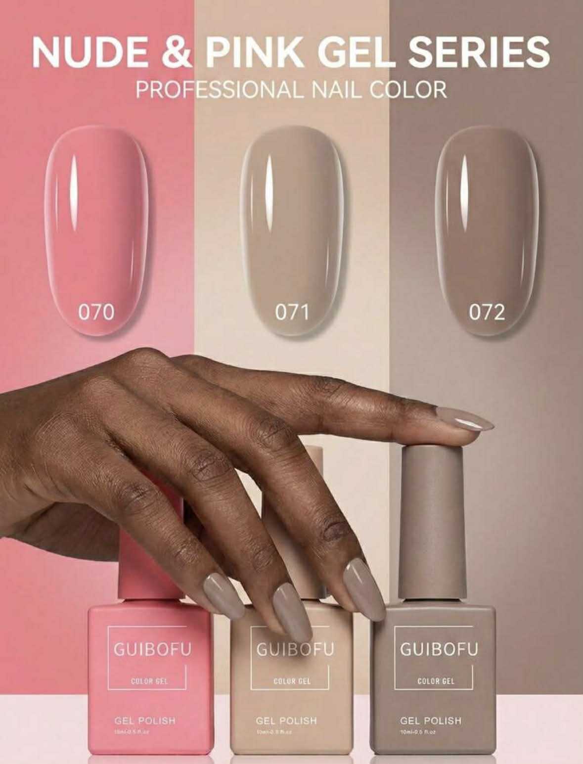 Nude And Pink 3 Piece Gel Nail Polish Set