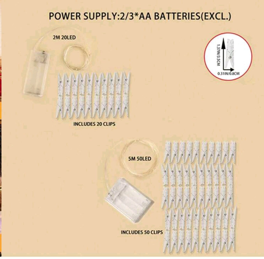 LED Photo Strip Lights With Pegs