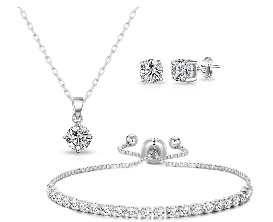Silver Bridesmaid Necklace Set