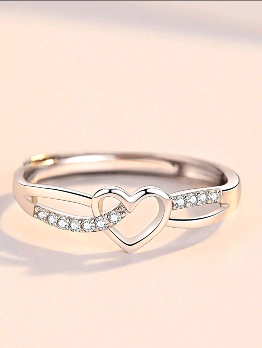 925 Silver Adjustable Heart Ring