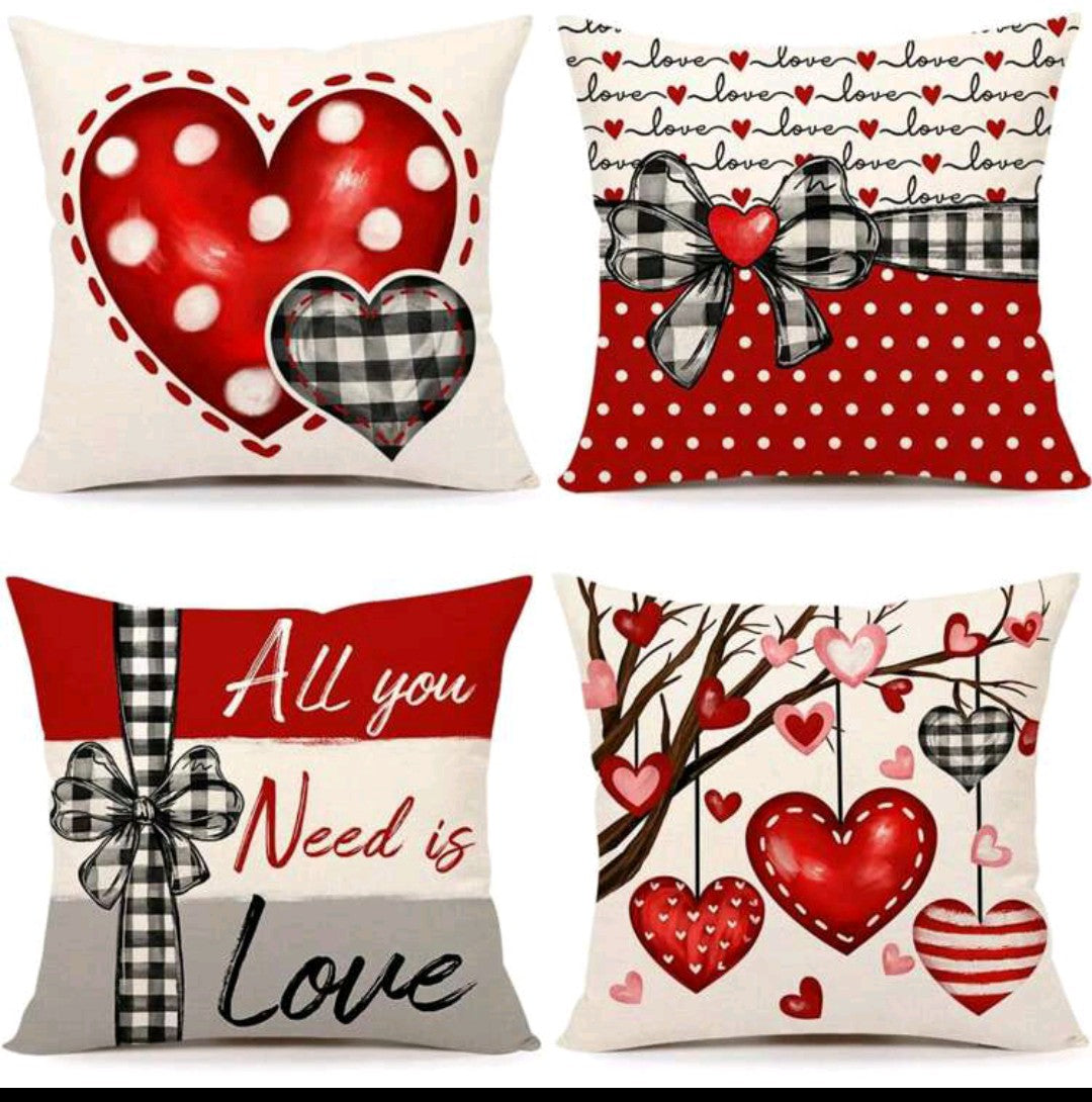 4 Piece Valentines Pillowcases