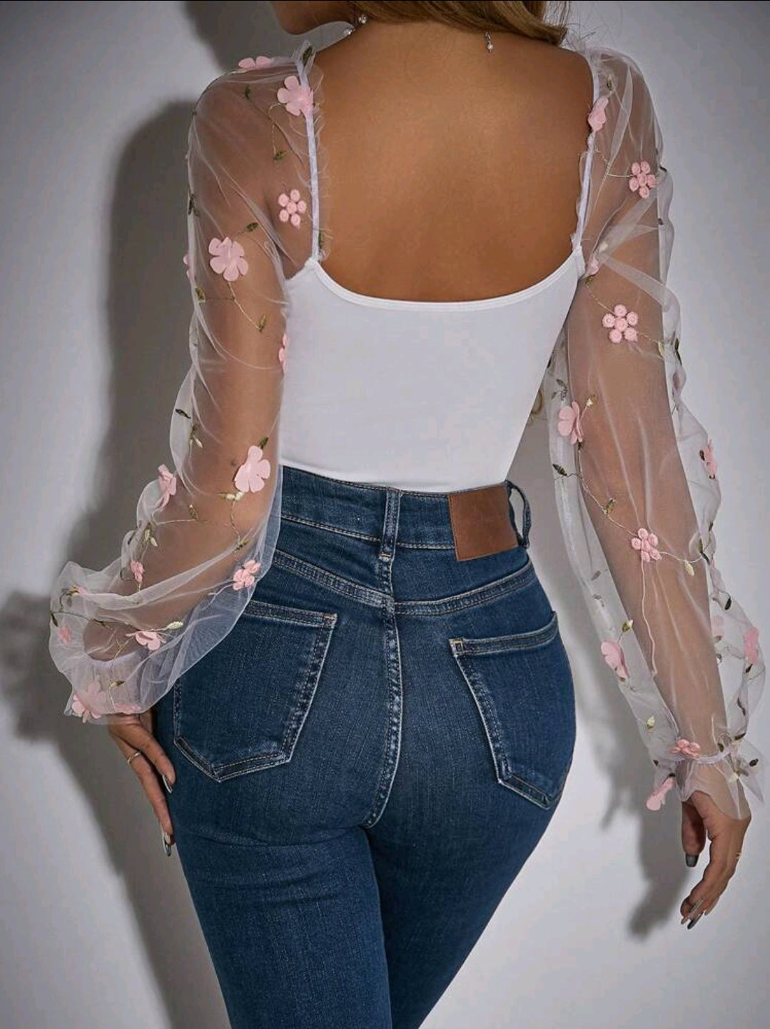 White Floral Bodysuit