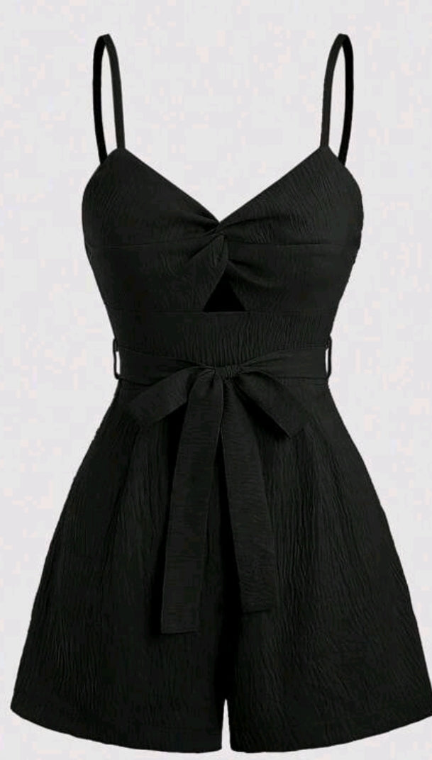 Black Front Tie Playsuit