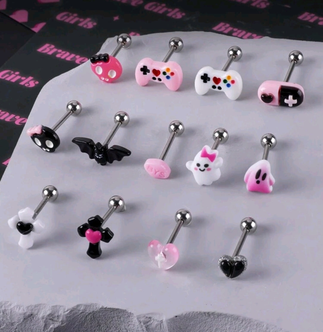 Pink Tongue Piercings