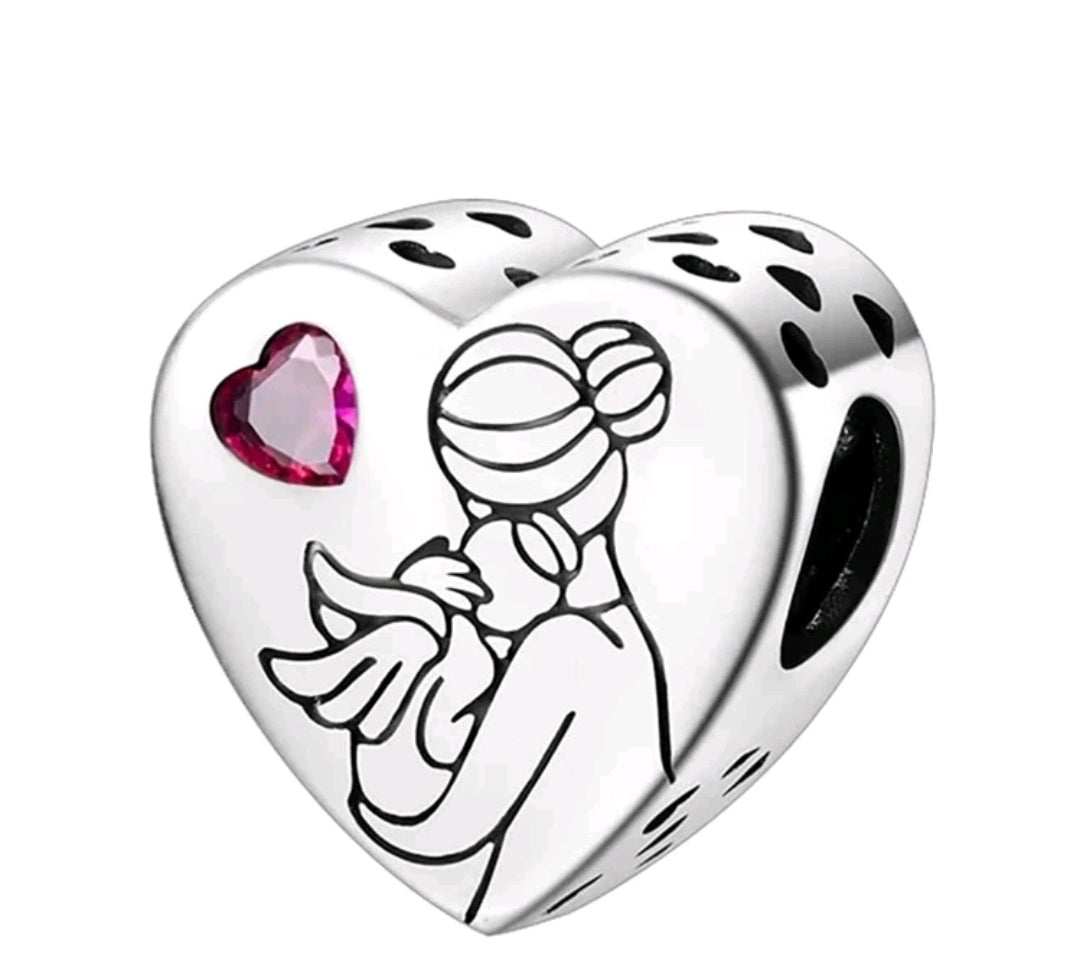 Silver Plated Mom Hugging Angel Charm