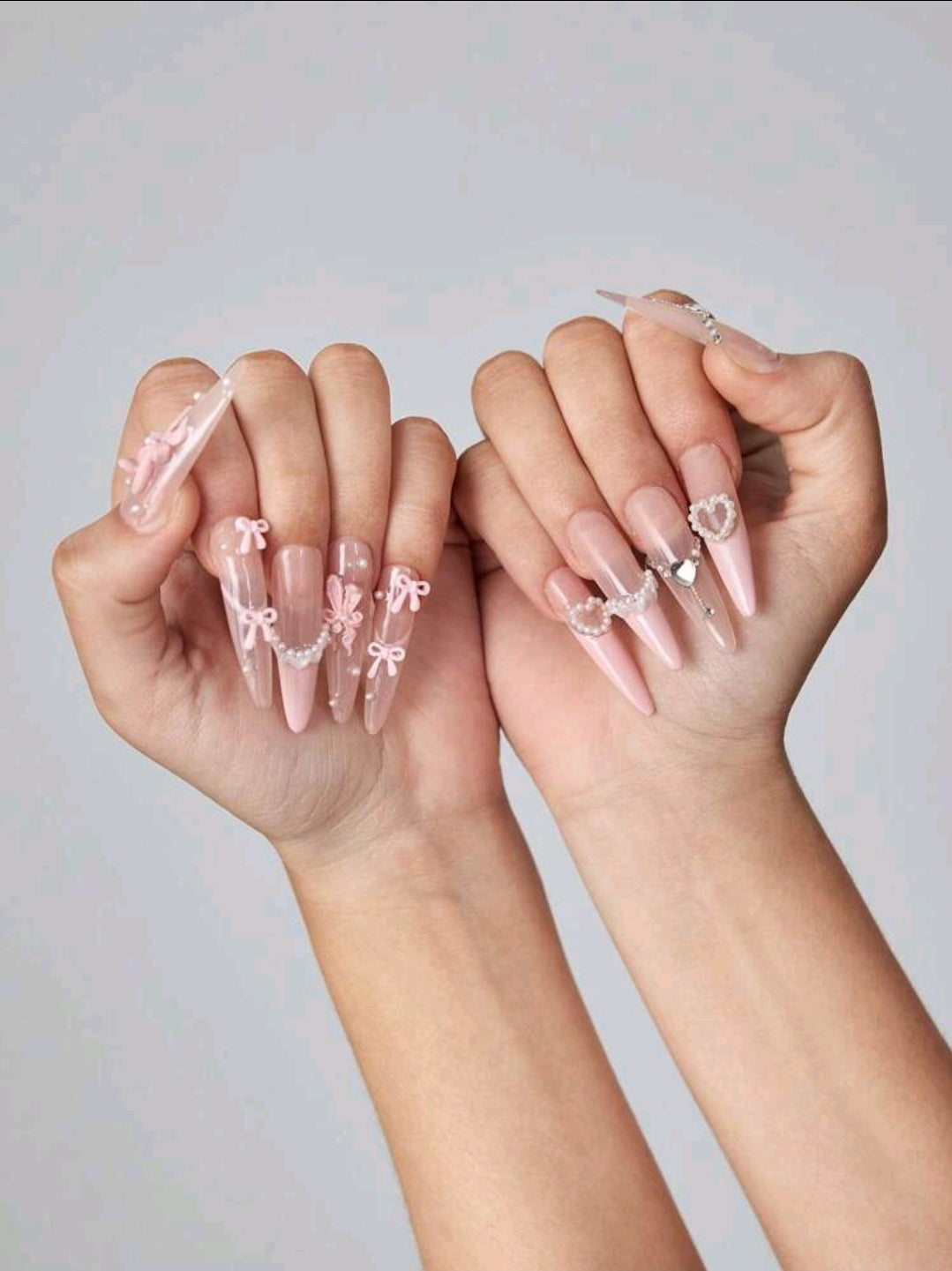 Pink Almond Shape Nails