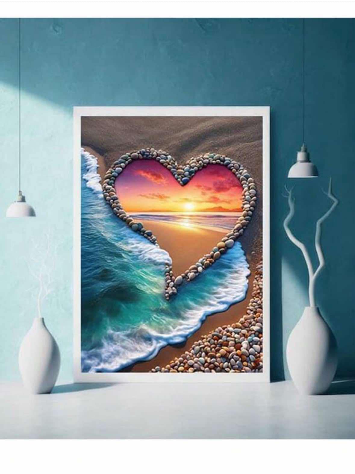 Heart Sandy Beach Diamond Painting