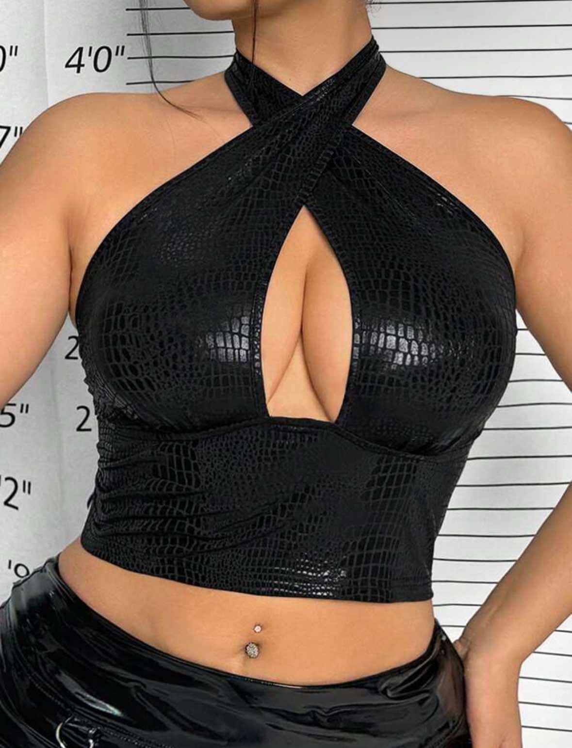 Curve Cross Straps Coated Top