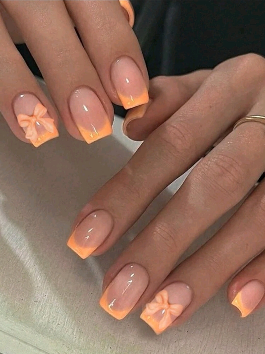 Orange Bow Nails