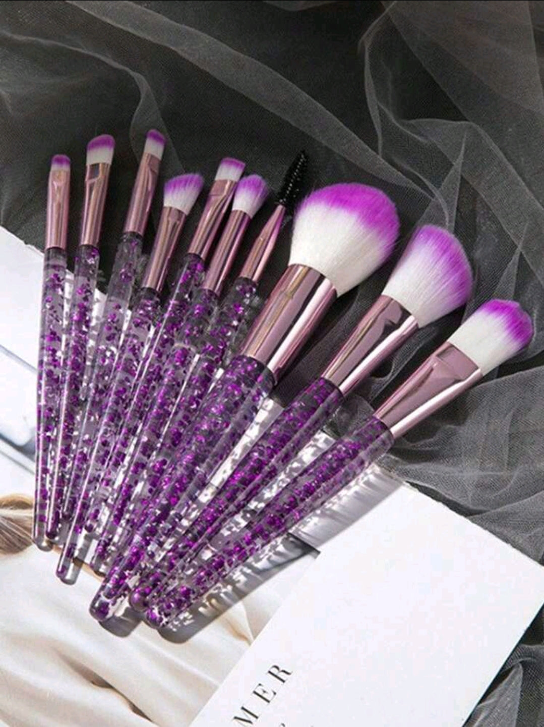 10 Piece Purple Makeup Brushes