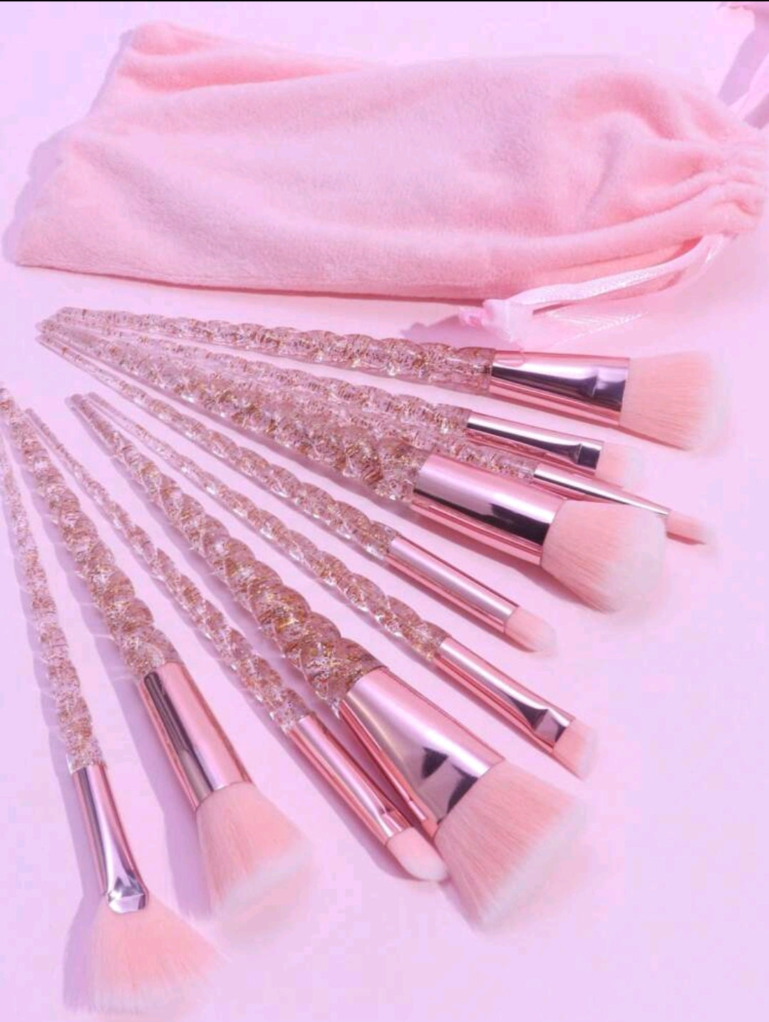 10 Piece Pink Makeup Brushes