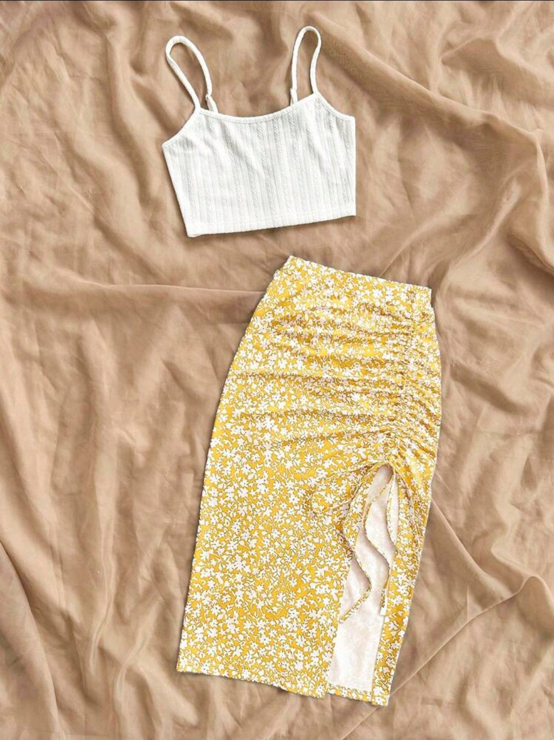 Crop Top And Long Skirt Co Ord Set