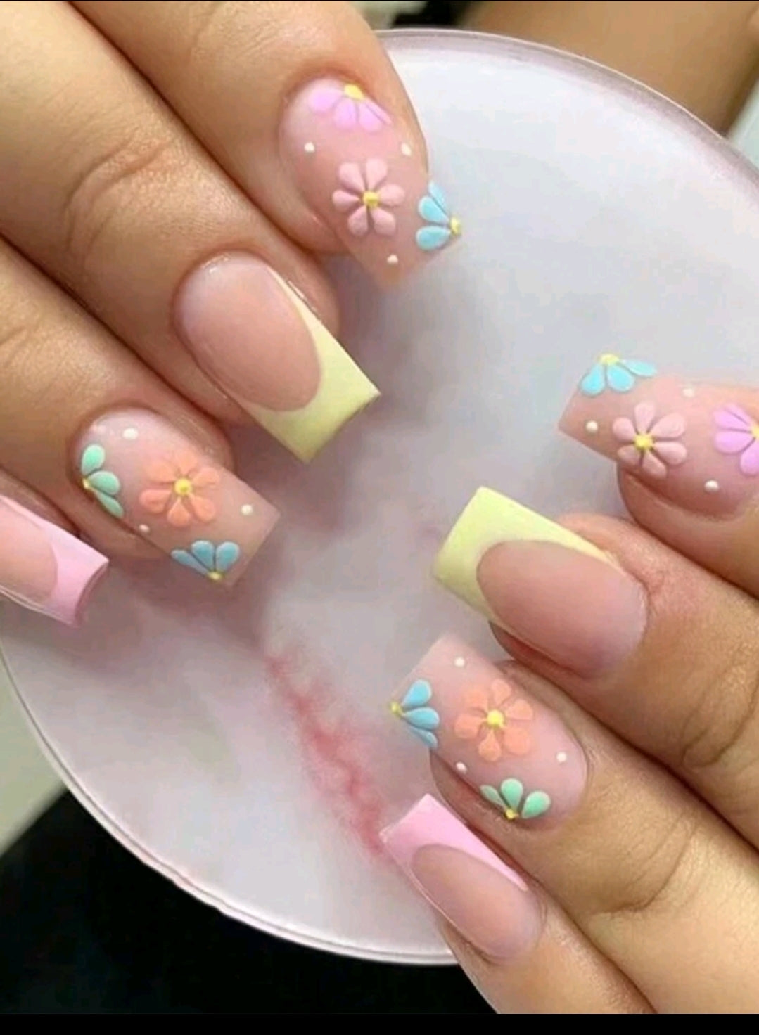 Multicolour Floral Nails