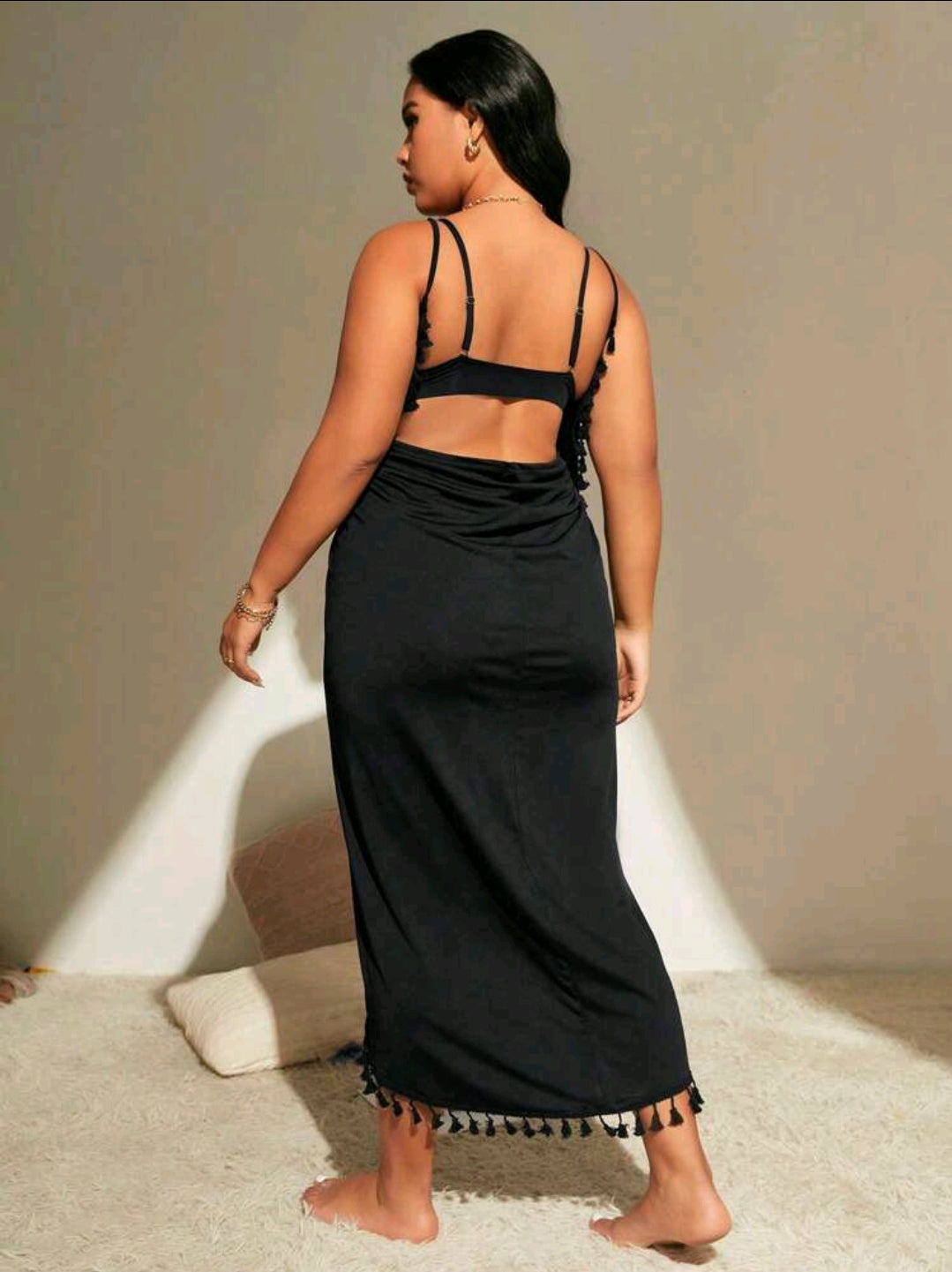 Tassled Curve Beach Wrap Dress