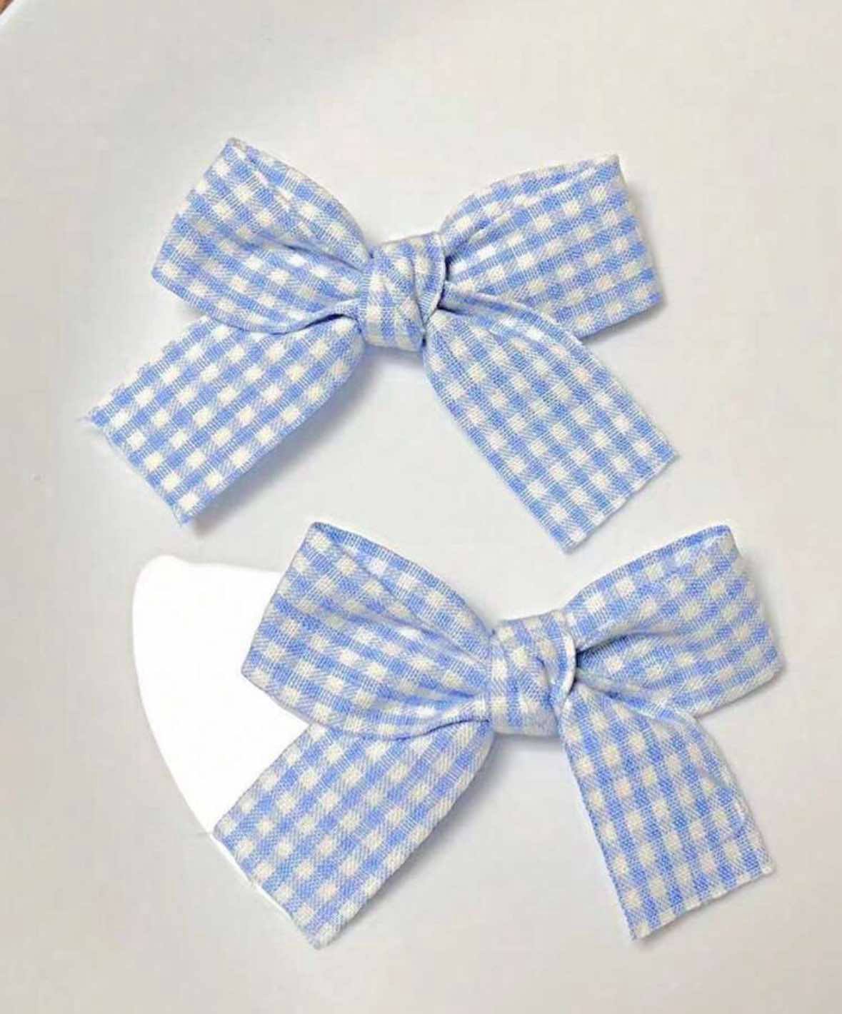 2 Piece Gingham Bows Clips