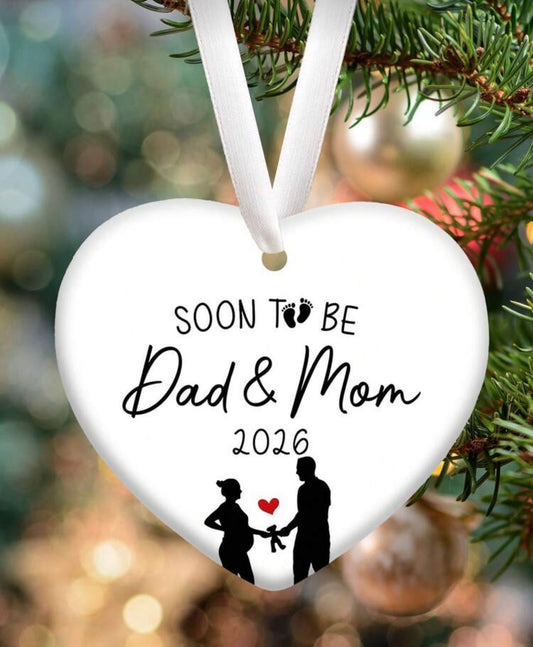 Soon To Be Dad and Mom Ceramic Bauble
