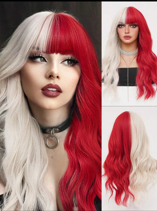 Blonde and Red Two Tone Wig