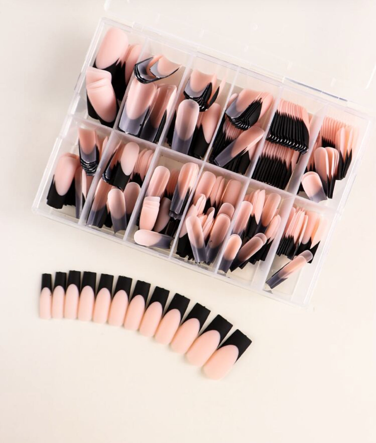 360 Pieces Silk Black Tip Nails