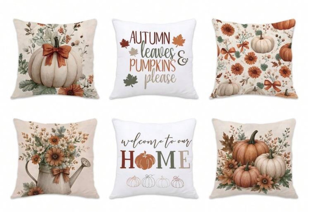Fall Pumpkin & Floral Decorative Cushion Covers