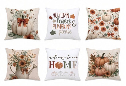 Fall Pumpkin & Floral Decorative Cushion Covers
