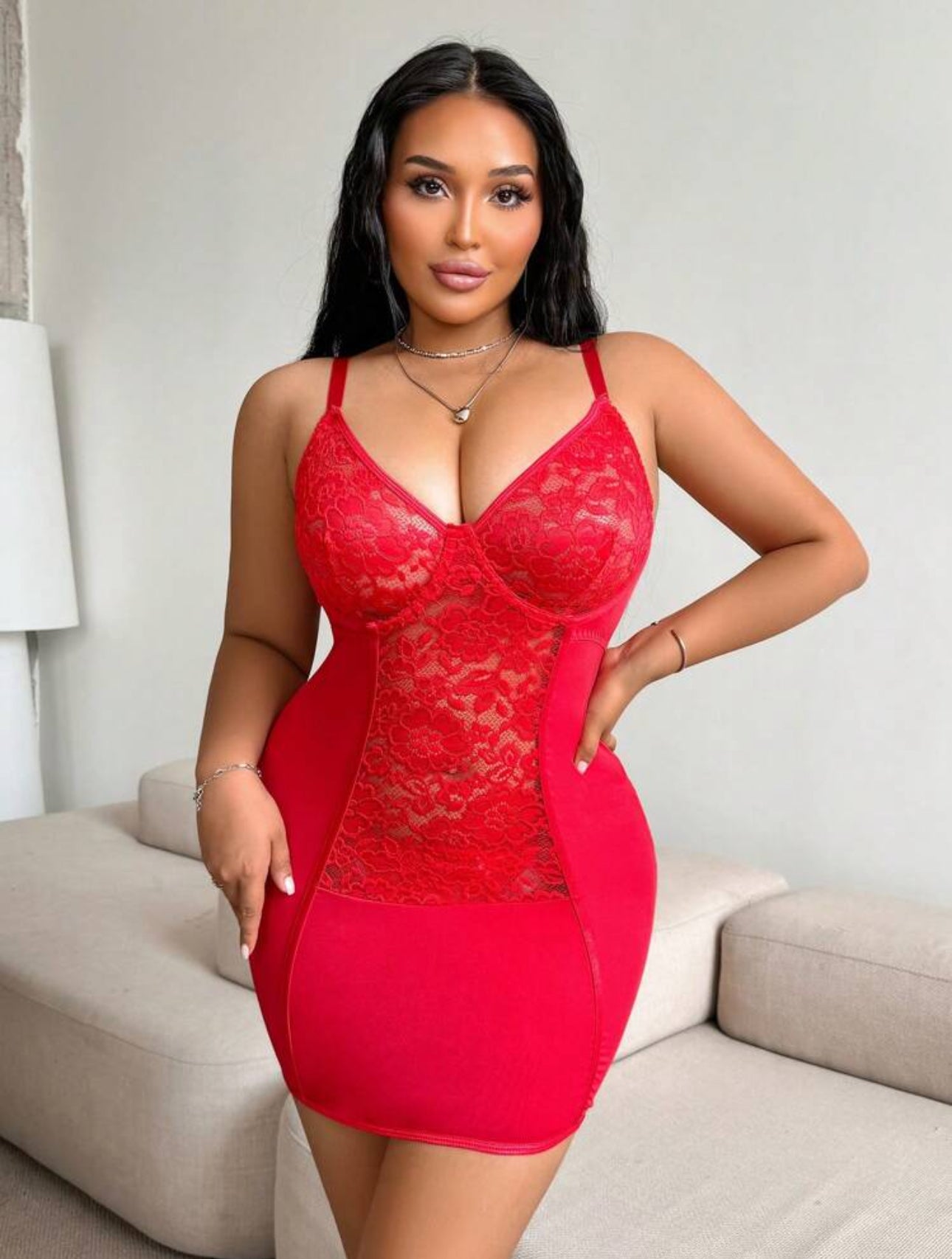 2 Piece Lace Dress and Thong Set