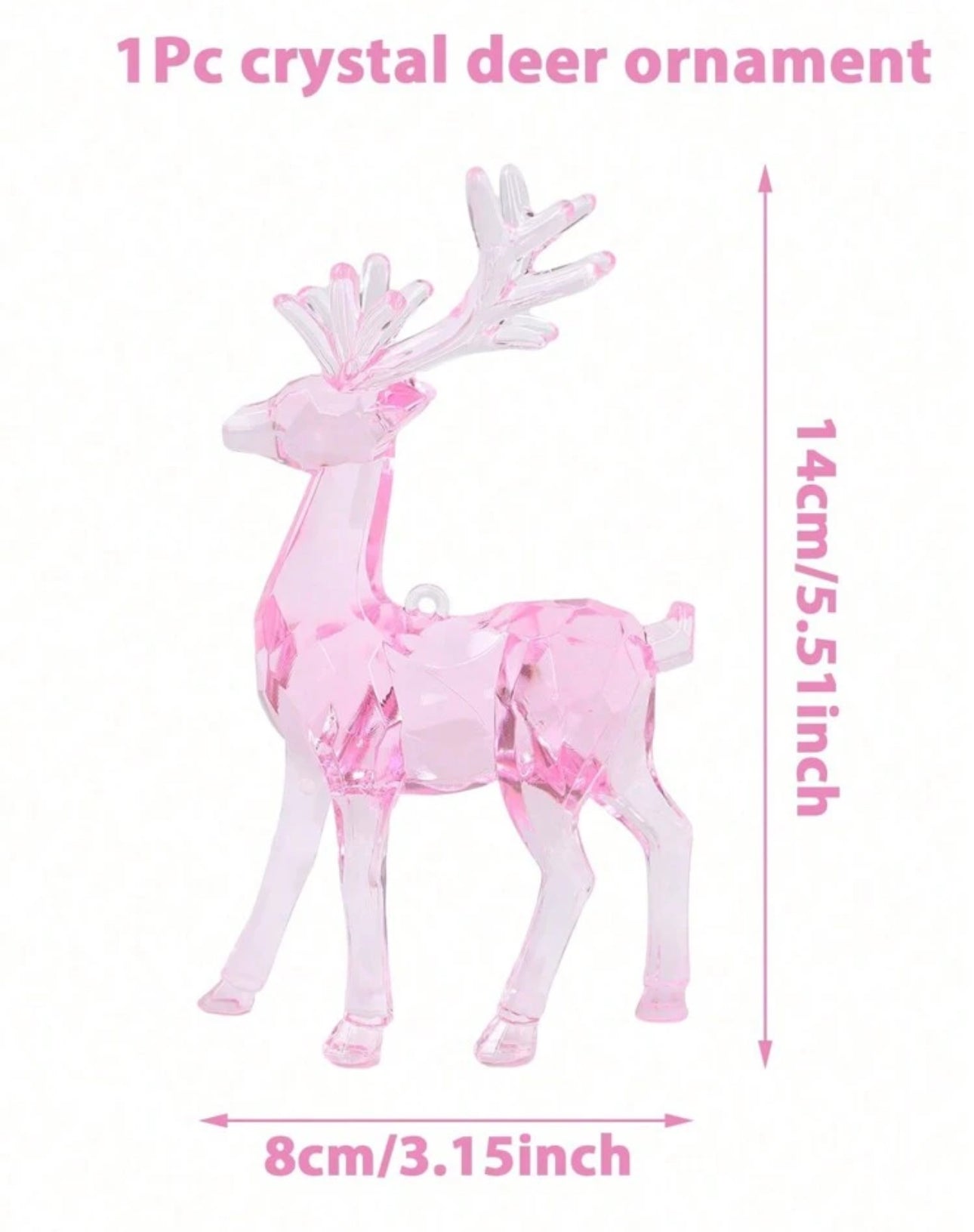 Pink Crystal Reindeer Ornament