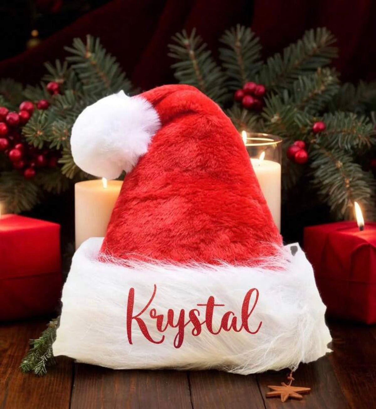 Personalized Plush Red Santa Hat