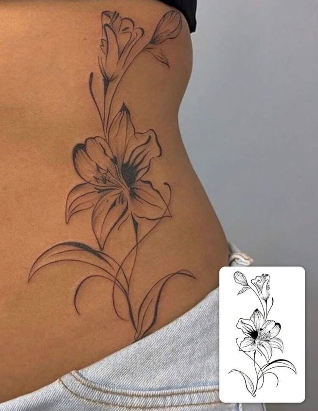 Elegant Lily Flower Temporary Tattoo