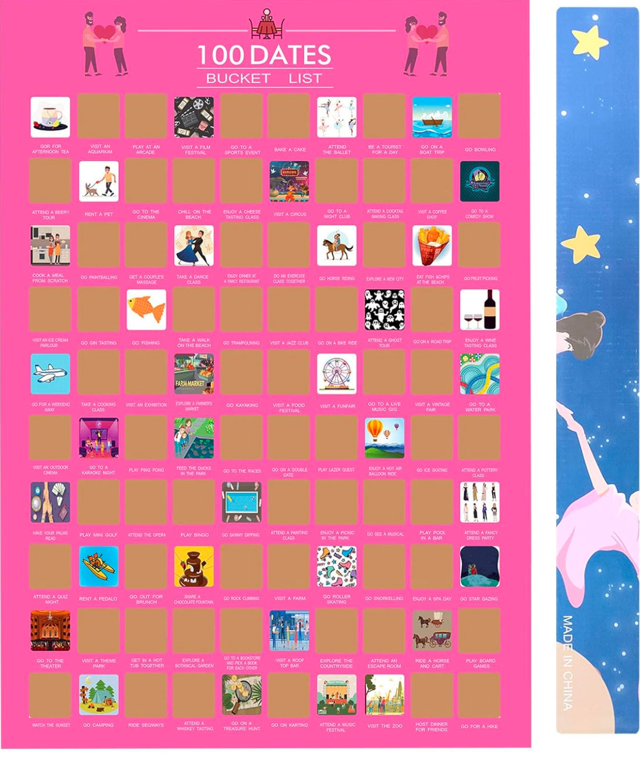 100 Dates Bucket List Scratch Off Poster