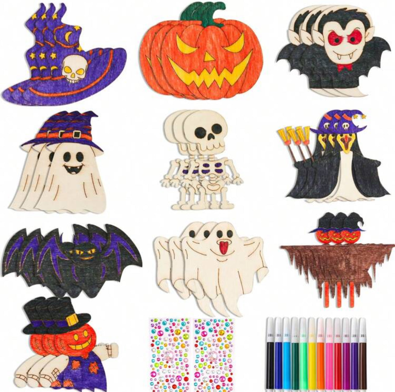 20 Piece Wooden Halloween Crafting Set