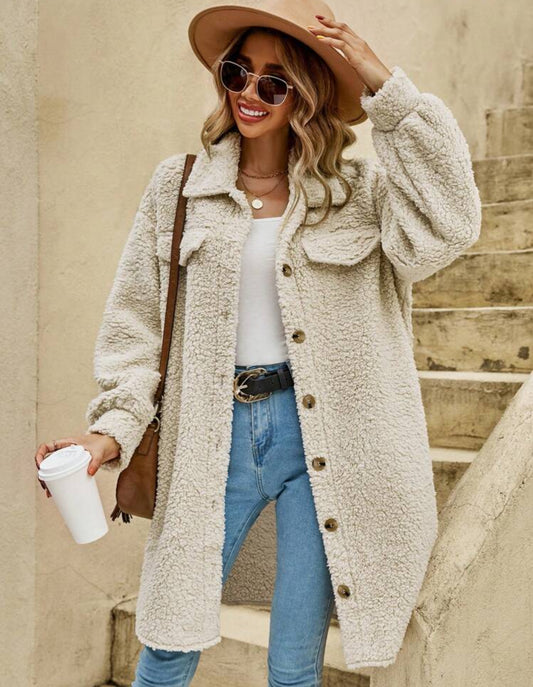 Beige Teddy Long Coat