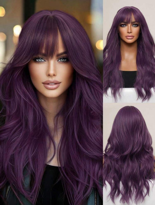 26 Inch Long Wavy Purple Wig