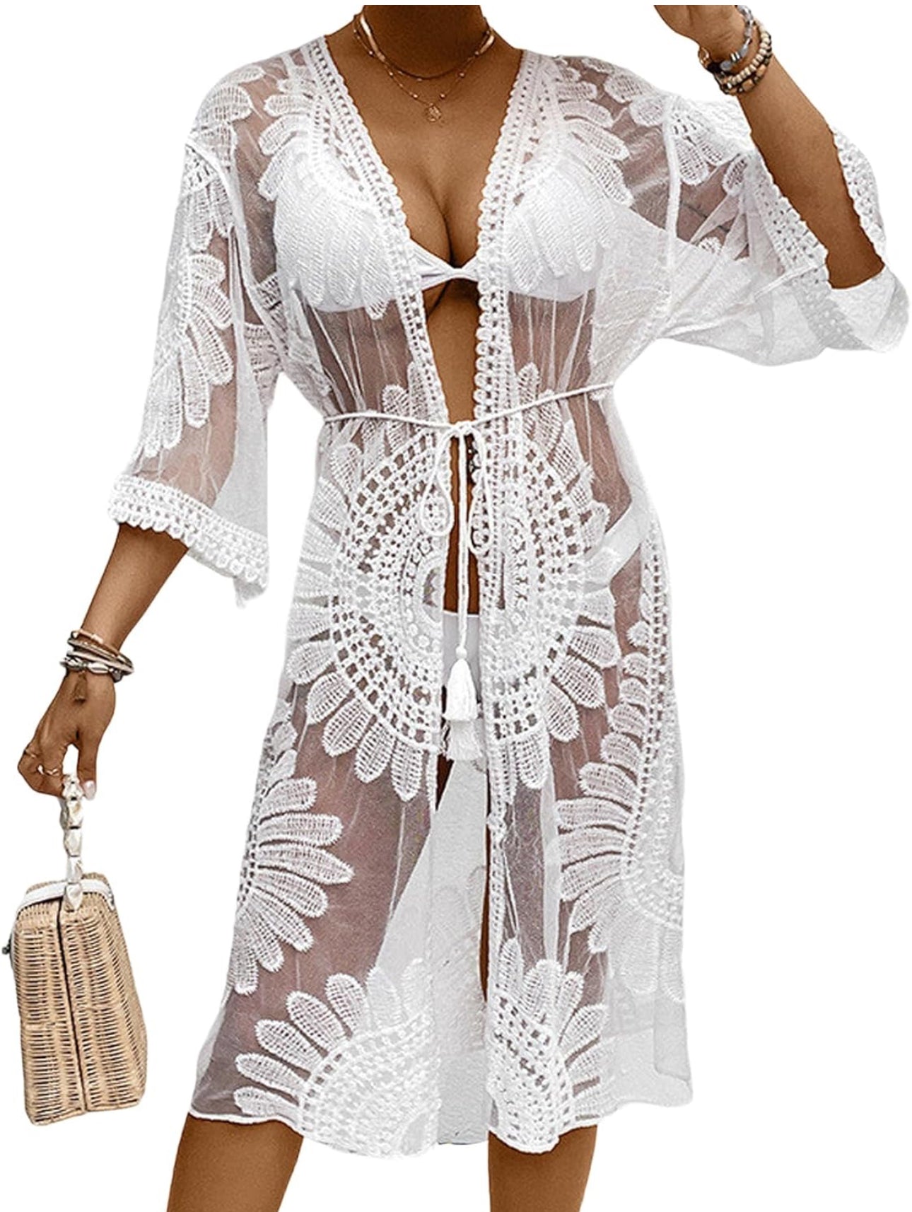 White Mesh Kimono