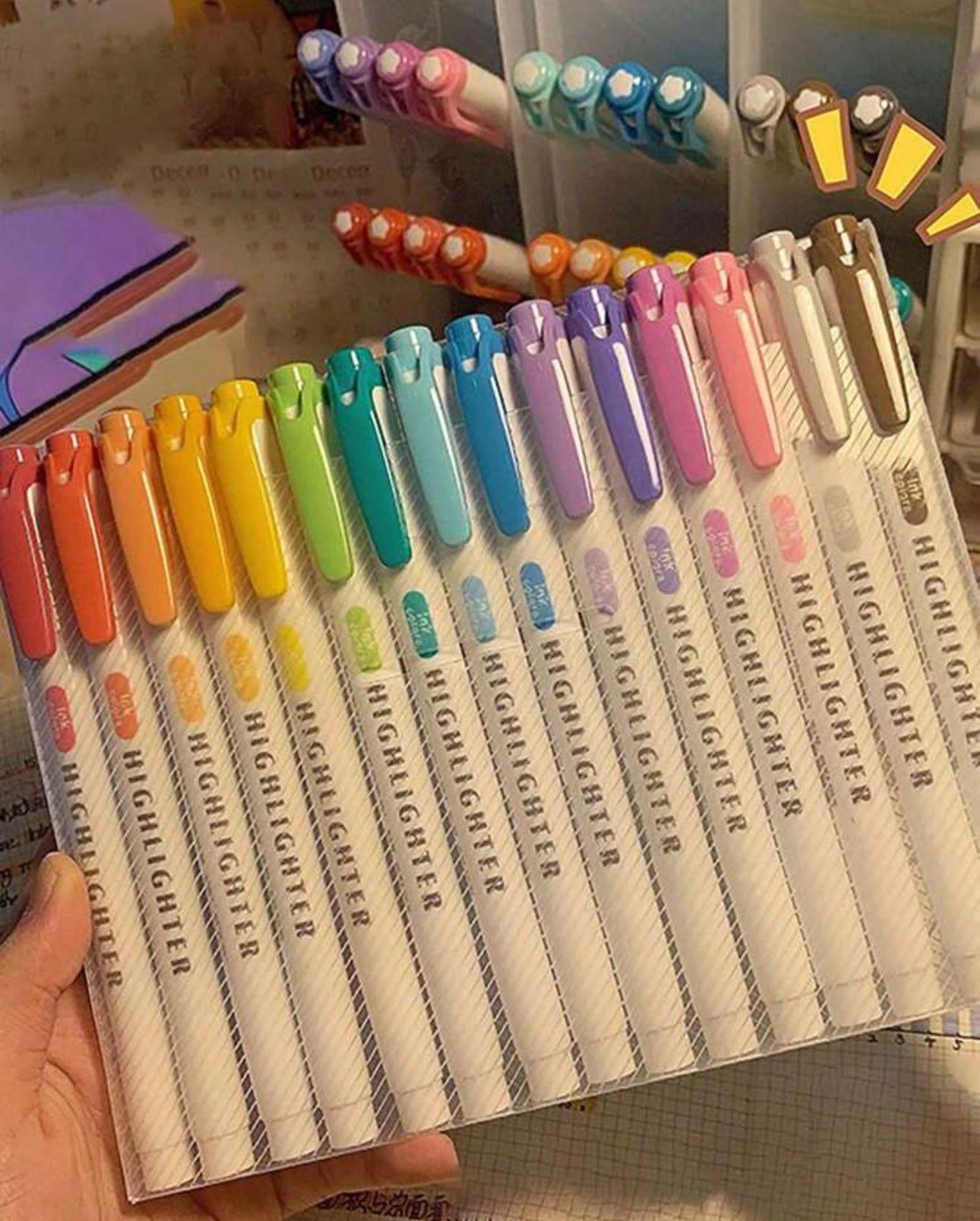 15 Piece Set Double Ended Highlighters