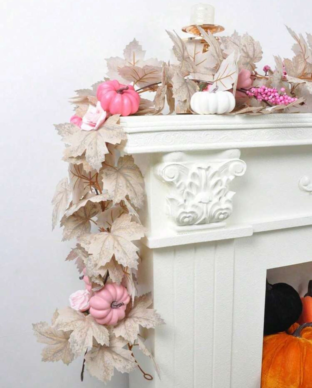 1 Piece Pink Pumpkin Maple Leaf Garland
