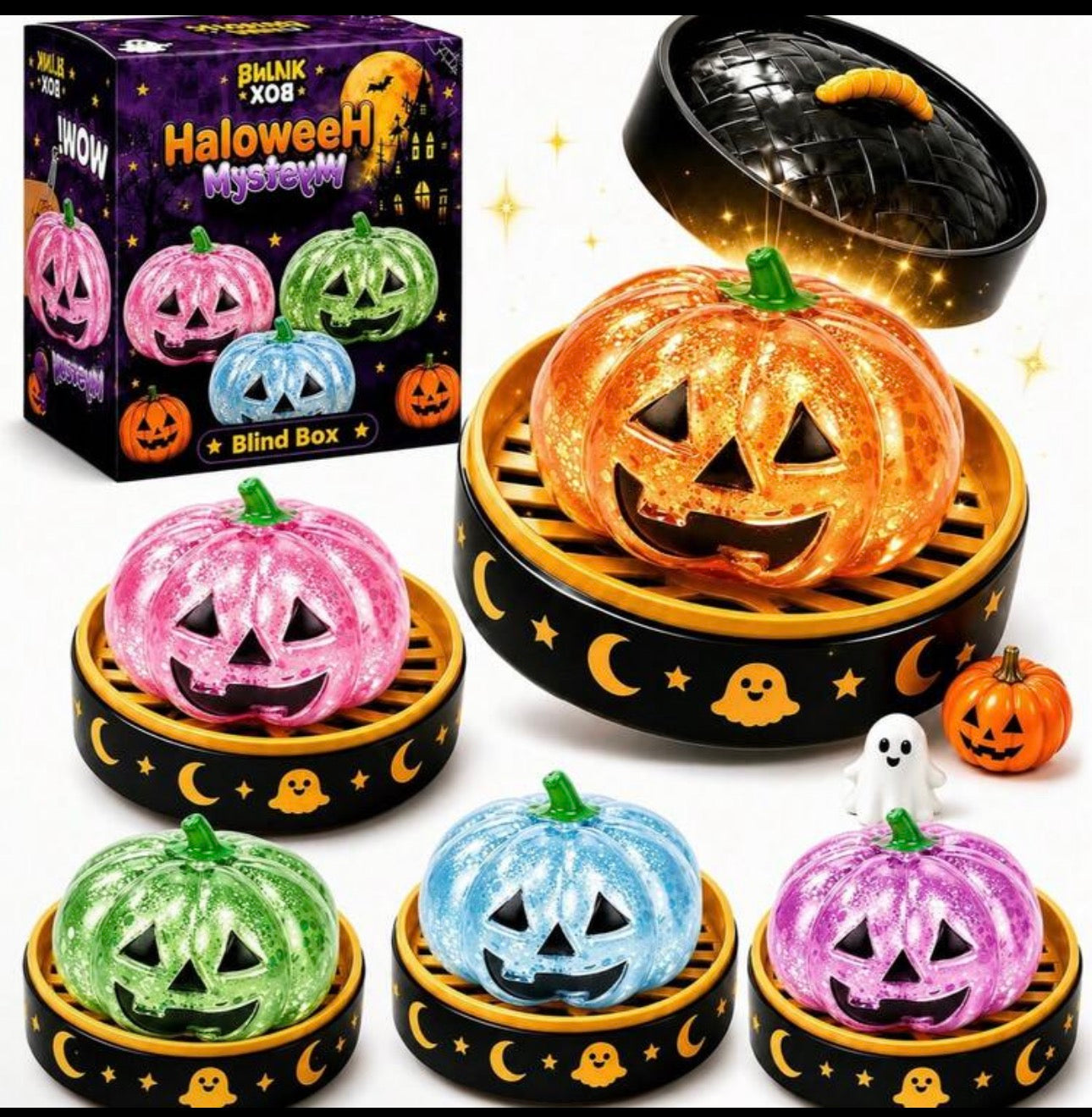 Halloween Glitter Pumpkin Squishy Toy