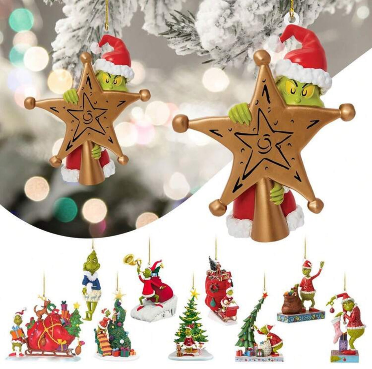 16 Piece Random Grinch Baubles