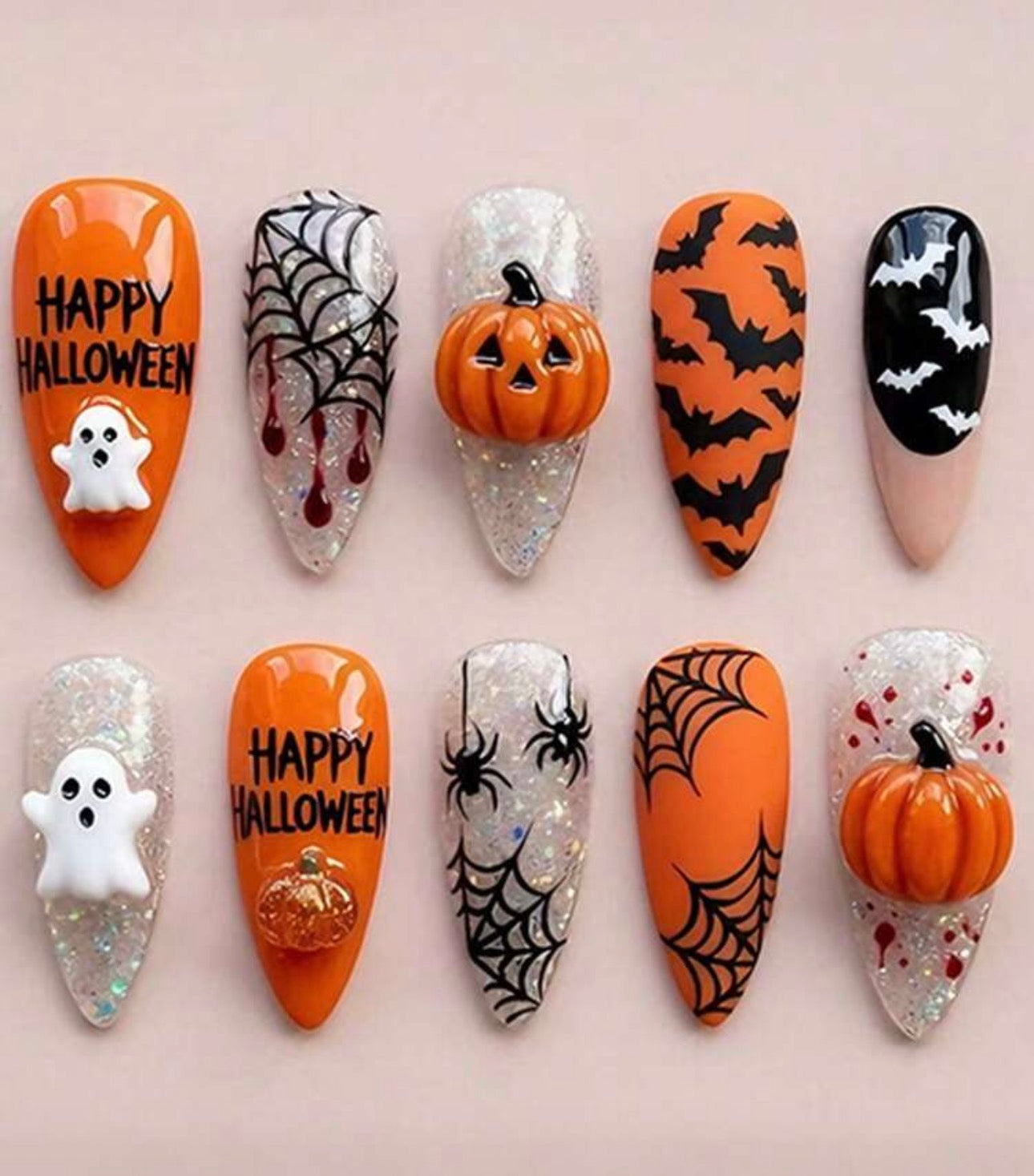 3D Spooky Halloween Press-On Nails