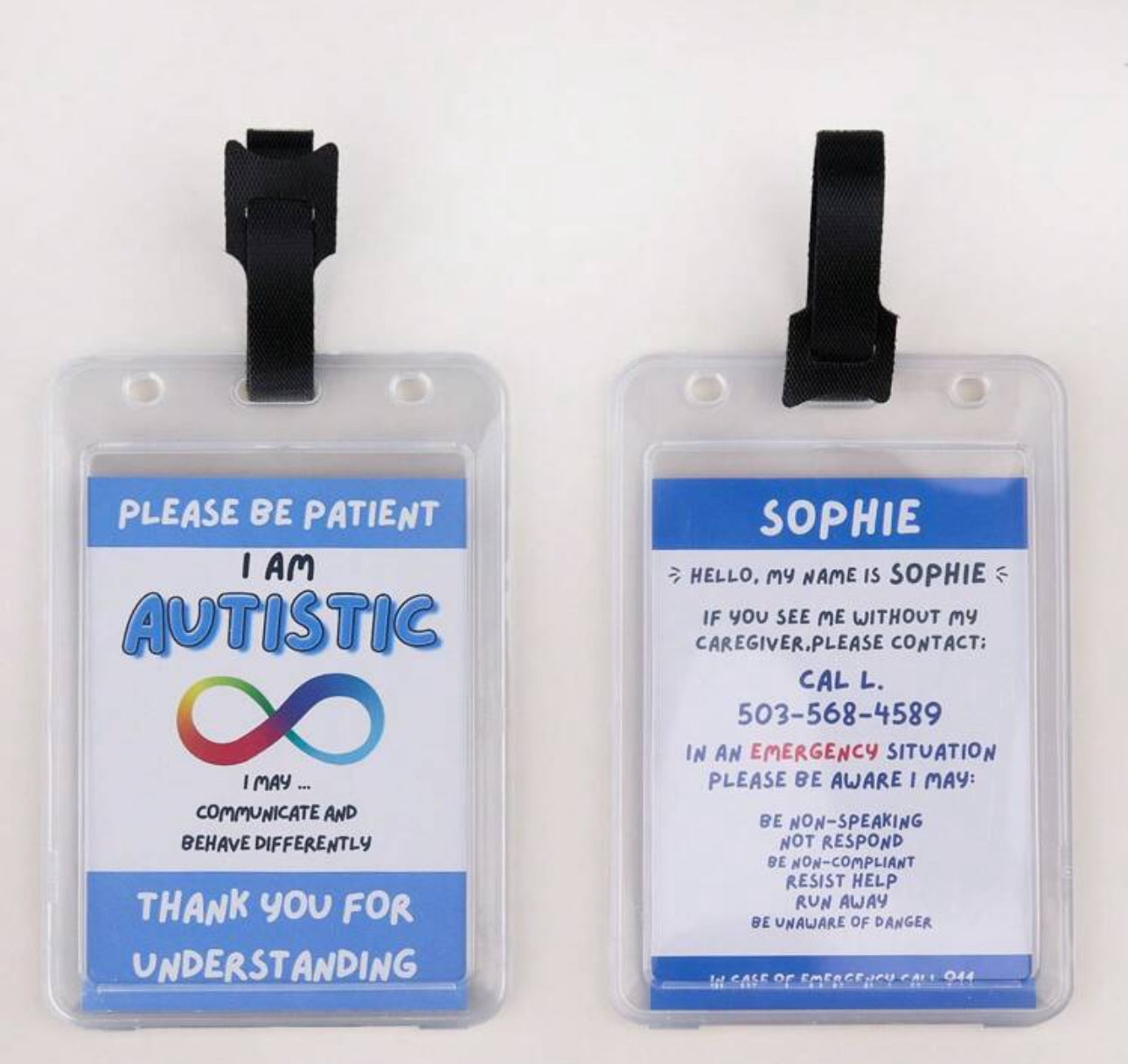 Autistic Personalised ID Card