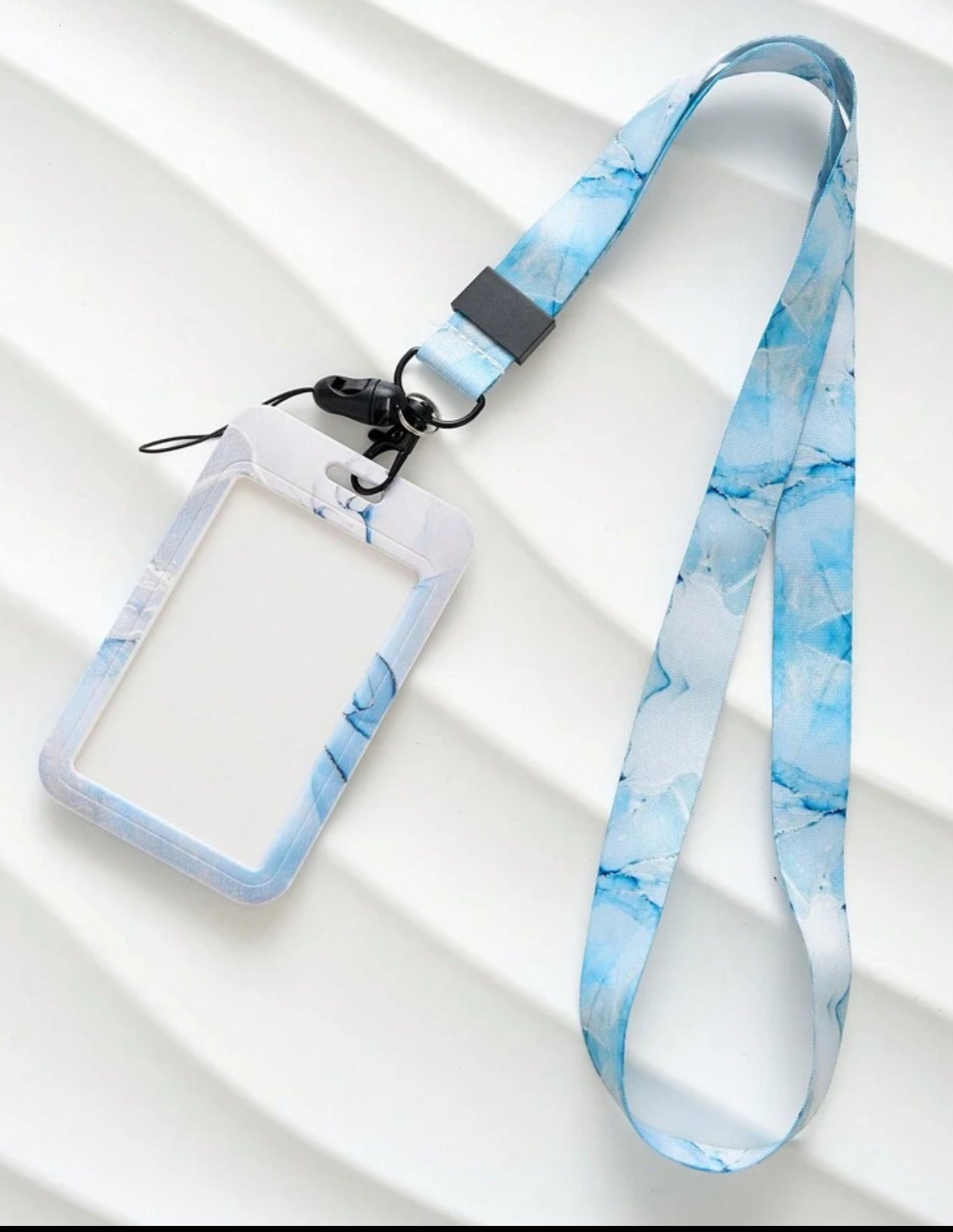 Marble Blue ID Protective Case and Lanyard