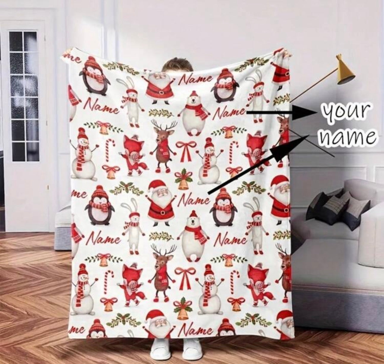 Personalised Fleece Christmas Blanket