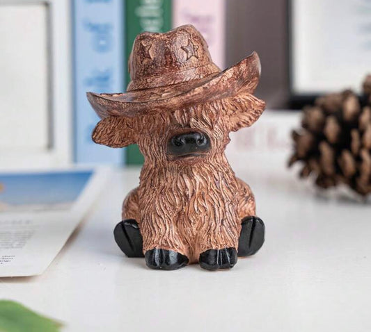 Highland Cow Cowboy Figure