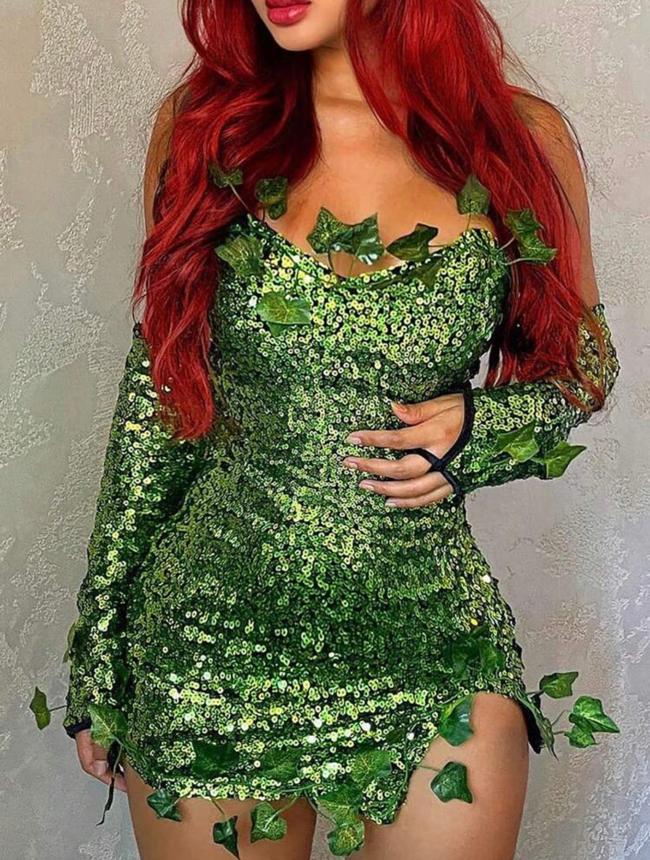 Poison Ivy Sequin Mini Dress Costume Set