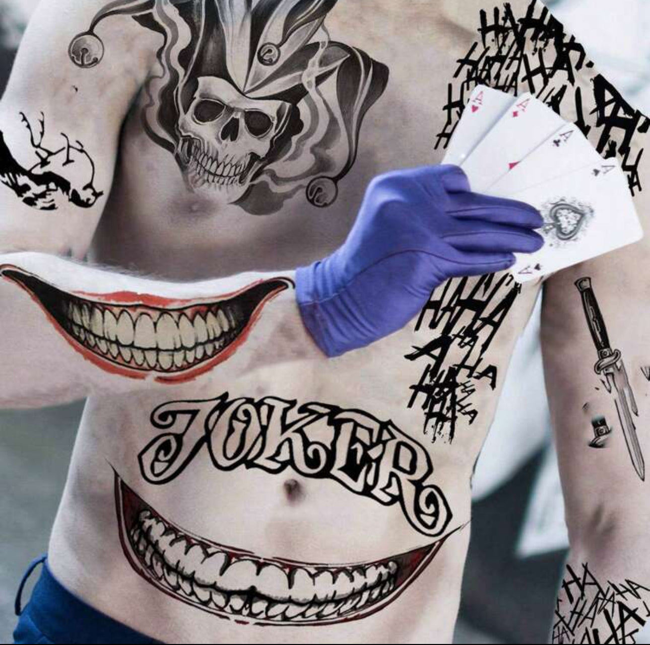 6 Sheets Joker Temporary Tattoos