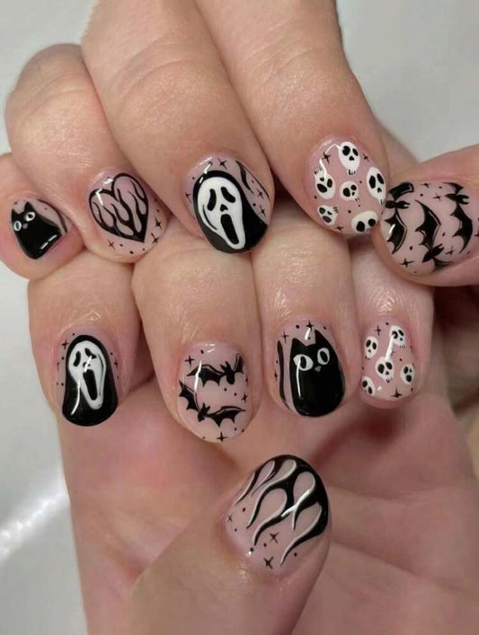 Short Ghost Face Nails